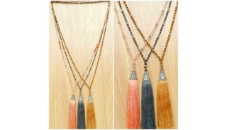 bronze silver caps necklace tassels mix beads handmade free shipping pack